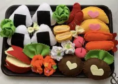 フェルトおままごと★ルンルンセット食べものキッチンごっこ遊び誕生日お祝い食育弁当のサムネイル