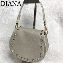 【美品】ダイアナ ショルダー ハンドバッグ 2WAY ゴールドチェーン スタッズ