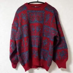 vintage ユーロ　ヨーロッパ　総柄　ニット　セーター
