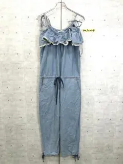 楽カワ！Switch オフショルダー サロペット オールインワン ライトブルー