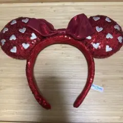 赤いハート模様スパンコールカチューシャ
