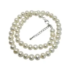 本真珠 SV ポテトパールネックレス アクセサリー ホワイト 3mm 3連 