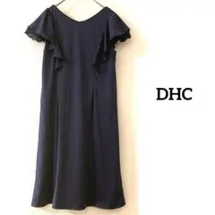 DHC フリルスリーブ ワンピース ネイビー 上品 綺麗め　レース切替袖　Mのサムネイル