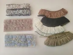 ハンドメイド素材　リボン刺繍　８本セット＋ハギレセット