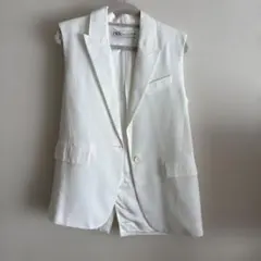 ZARA ホワイト ノースリーブベスト ジレ S