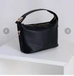 Riberry ソフトレザーターンロックミニバッグ ブラック　結婚式　お呼ばれ