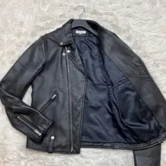 極美品 ユナイテッドアローズ レザージャケット ライダース ダブル 羊革 M 黒