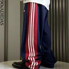 90s old adidas Lサイズ ワイドスウェットパンツ 万国旗タグ 刺繍