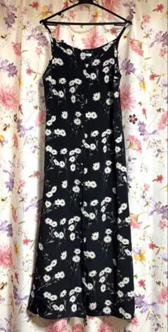 花柄キャミワンピース 黒 M ワケあり