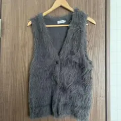 LEPSIM グレー ファー風 ニットベスト F