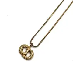 正規品 クリスチャンディオール ネックレス CD ラインストーン ゴールド