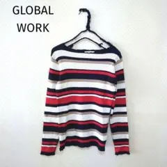 GLOBAL WORK　グローバルワーク　赤紺白ボーダー　リブニット