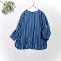 【PASSIONE】リネンシルク　ストライプブラウス 日本製 ゆったり　春夏のサムネイル