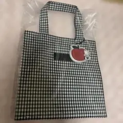 新品ファミリア ギンガムチェック トートバッグ ブラック 小 正方形