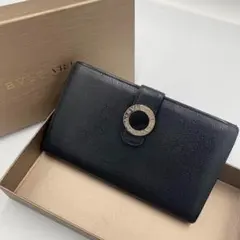 ◇美品◇ブルガリ　ビーゼロワン　フラップ型長財布　シルバー金具×ブラックレザー ◇極美品◇ブルガリ ビーゼロワン フラップ型長財布 ブラックレザー