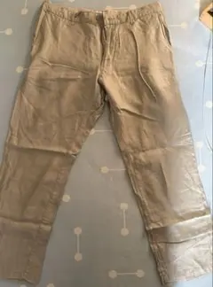 ユナイテッドアローズ 麻100% リネンイージーパンツ L カーキー