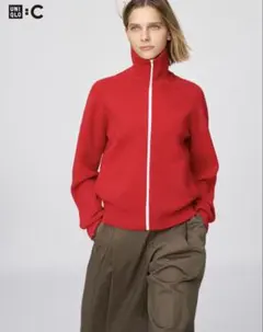 ユニクロC　ミラノリブフルジップカーディガン L