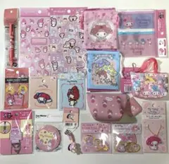 マイメロディ グッズまとめ売り ポーチ シール ワッペン雑貨 ダイソー セリア