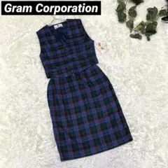 グラムコーポレーション【9】ウールチェックベスト　タイトスカート　a1213