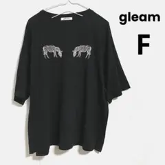 gleam グリーム シマウマ刺繍 半袖Tシャツ　黒　ブラックのサムネイル