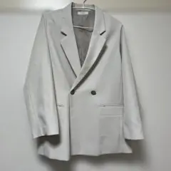 ライトグレー ダブルブレスト ノーカラージャケットのサムネイル