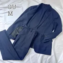 新品　GU ジーユー　セットアップ　ネイビー　チェック　セットアップ　メンズ