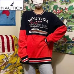 R1-007【USA買付 ノーティカ】 オール刺繍 スウェット★古着 Y2K