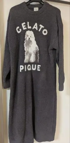 GELATO PIQUE 犬刺繍 グレー ルームウェア