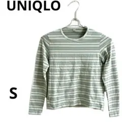 UNIQLO ボーダーTシャツ　ランダムボーダー　 グリーン系Sのサムネイル