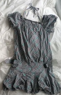 【美品】BURBERRY BLUE LABEL チェックワンピースホルターネック