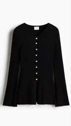 h&m リブニットカーディガン　パールボタン付き