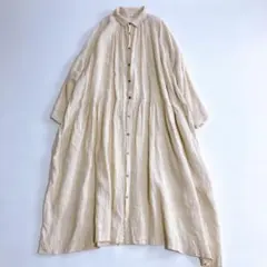 288 パラスパレス リネン 麻100% 花柄 チュニック シャツ ワンピース