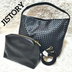 極美品　JISTORY ジストリー 2way　レザーメッシュショルダーバッグ　黒
