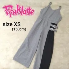 ピンクラテ チェック柄ワイドシルエット オーバーオール サロペット 150cm