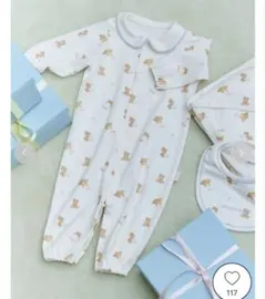 美品　ジェラートピケ　ロンパース　くま柄　カバーオール