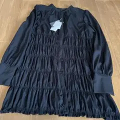 ☆新品☆パシオーネ 綿100% ブラック フリルデザイン ブラウス(長袖 
