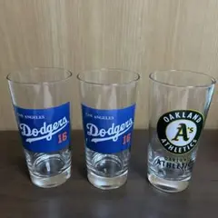 ドジャース　アスレチックス　グラス　3個