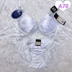 ブラジャーショーツ A70 夢かわ レース サテン バラ 白 下着251075