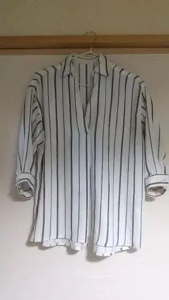 ホワイトストライプ ロングシャツ