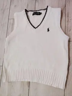 Ralph Lauren【格安】ホワイトVネックベスト 100cmラルフローレン