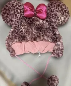 【美品】ディズニーミニーヒョウ柄ファンキャップ 58cm ピンクリボン
