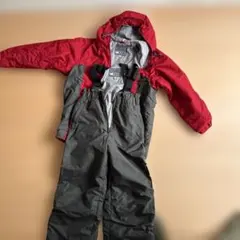 子ども用スノーボードウェア 赤/グレー 上下セット