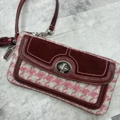 ✨美品✨コーチ　ハンプトンズ　千鳥格子　リストレット　ターンロック　マルチ素材