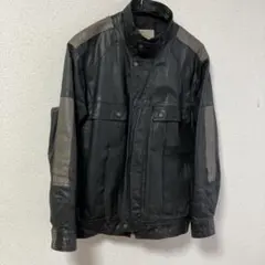 90s vintage leather jacket レザーブルゾン 黒　牛革