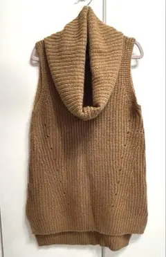 &byP&Ｄ　スヌード付きニッノースリーブ　ロングベスト　M チェニック