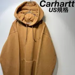 【US規格】希少 Carhartt 刺繍ロゴ スウェットパーカー ブラウン M