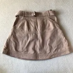 ヘザー　ベージュ フレアミニスカート ベルト付き