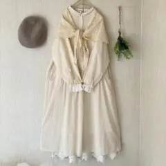 新品★サマンサモスモス★きなり＊ちび襟＊総刺繍＊ふんわりワンピース