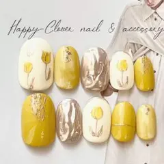 ☆A-437☆ネイルチップ 黄色のチューリップのニュアンスネイル