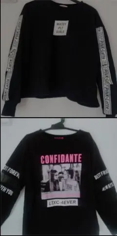 ２着セット PINK-latte黒長袖トレーナー lovetoxic ロングT